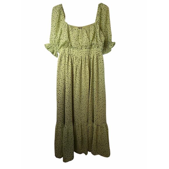 Polago Green Chiffon Polka Dot  Dress - Size XXL - Picture 2 of 10